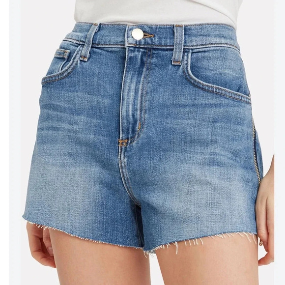 L'Agence Ryland Zipper-Accented Denim Shorts - Picture 2 of 12